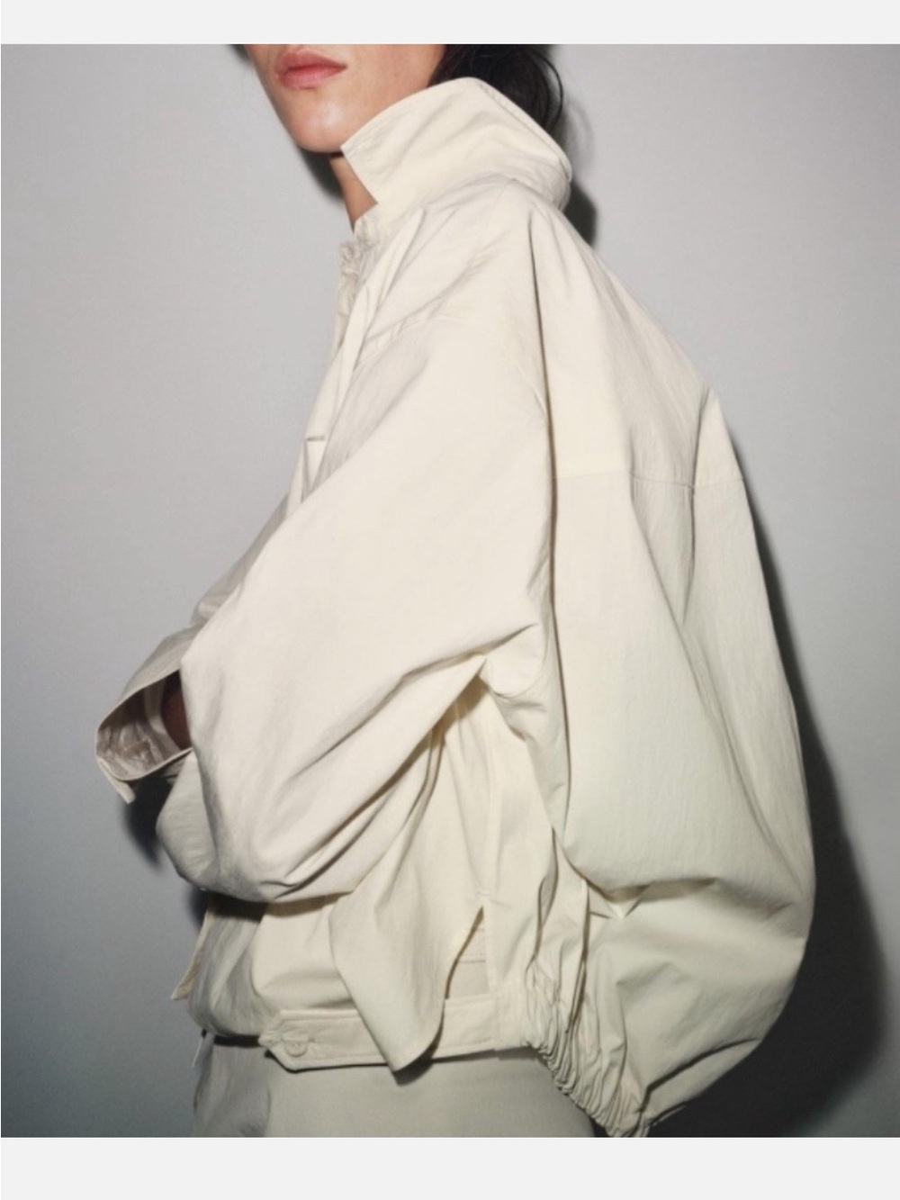 Zara Oversized Cream Windbreaker Jacket